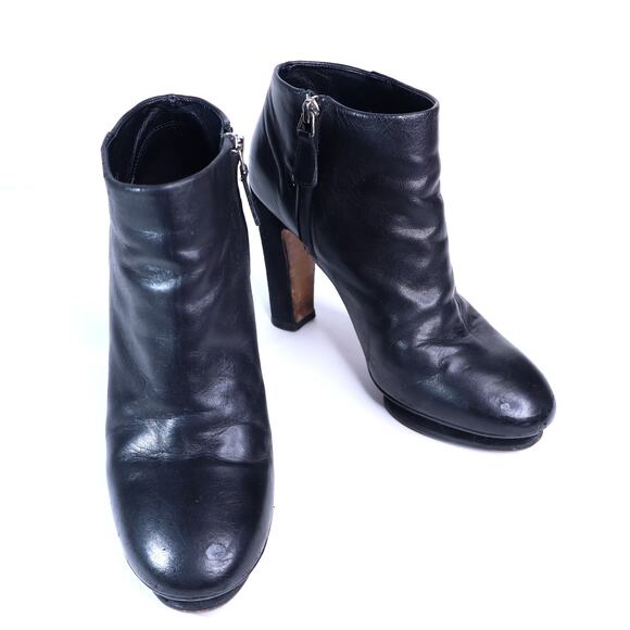 CHANEL Classic Leather Ankle Booties Black Suede Blocked Heel Women's 36.5C/US 6 - Picture 1 of 10